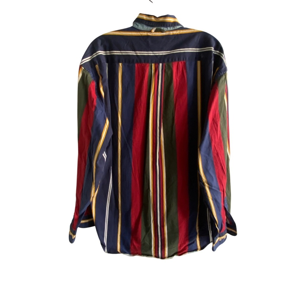 Tommy Hilfiger Mens Large Multi Color Vertical Stripe Button Down Shirt Vintage - Picture 5 of 7